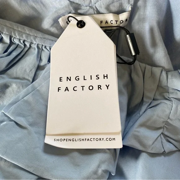 English Factory Midi Dress Womens S Blue V Neck Tiered Ruffle Quiet Luxury New - Picture 11 of 12